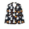 thumbnail image 5 of Ruimatai Women's Halloween Print Pajama Set with Pockets, Soft Comfy Long Sleeve Sleepwear, Floral Casual Loungewear, Black Cotton, 5 of 6