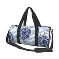 thumbnail image 2 of Xecao Turtle with Blue Stones print Round Travel Duffel Bag is a foldable gym bag with an inner pocket, perfect for travel sports, 2 of 8