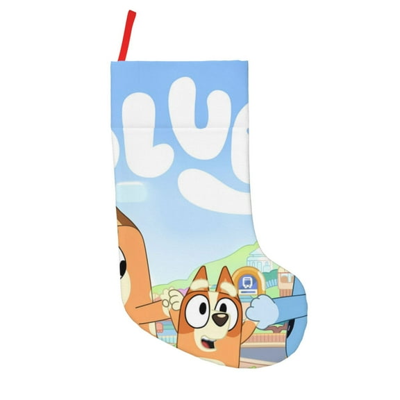 Defioc Bluey for Christmas Stockings 18" Personalized Holiday Stocking for Family, Farmhouse Decor, Xmas Tree Decoration, 1 Pack