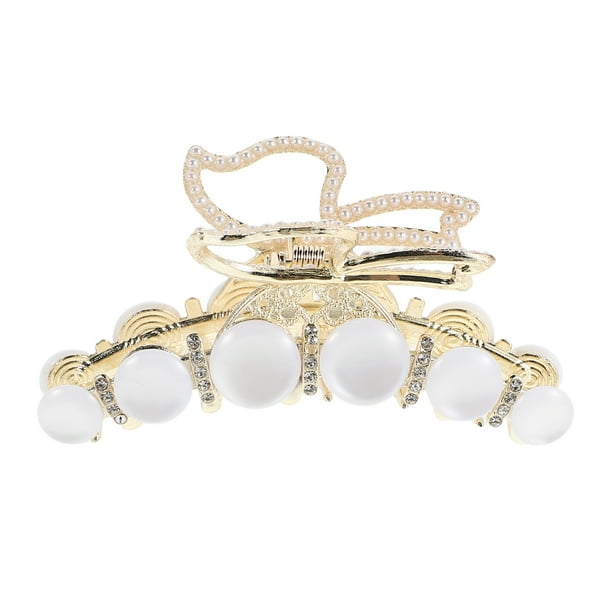 Adorno de garra para el cabello para mujer, decoración de garra para el cabello para mujer, garra para el cabello con forma de mariposa y perla, adorno de garra para el cabello