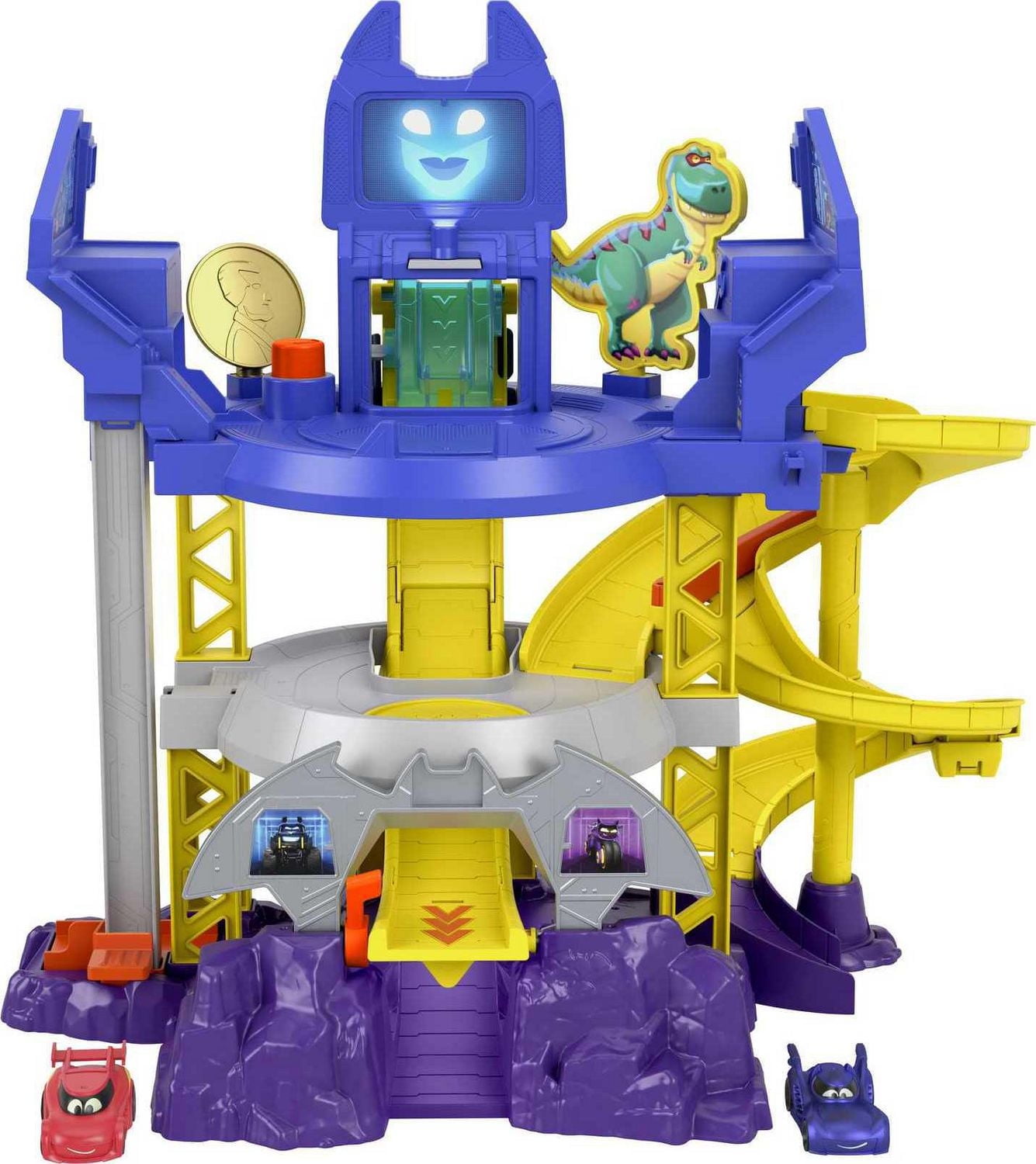 アメコミ Fisher-Price - Fisher-Price DCTransformingBatcave Fisher-Price DC Batwheels Race Track Playset, Launch & Race