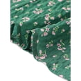 thumbnail image 5 of Agnes Orinda Women's Plus Size Floral Tops Pleated Front Crew Neck Tulip Sleeve Summer Dressy Blouse 3X Green, 5 of 6