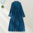 thumbnail image 7 of Elainilye Fashion Dresses for Women 2024 Retro Button Lace Corduroy Long Sleeve Turndown Collar Dress,Blue, 7 of 7