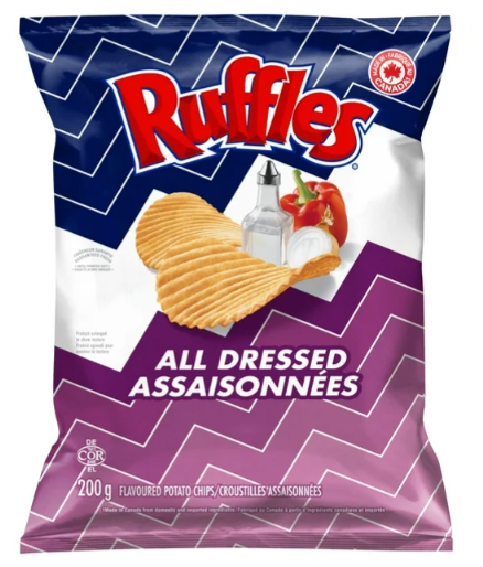 Ruffles All Dressed Flavored Potato Chips, 200g (4 Pack)