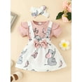 thumbnail image 3 of Baby Girl Elephant Print Short Fly Sleeve Romper +Suspender Skirts + Headband 3Pcs Set 3M 6M 9M 12M 18M, 3 of 10