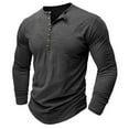 thumbnail image 6 of Jalioing Men's Long Sleeve Shirts Fall Crew Neck Button Pullover Tee Casual Basic Solid Color T Shirts, 6 of 7