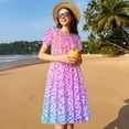 thumbnail image 4 of Disketp Colorful Glitters para Vestido de Manga Corta para Mujeres, Vestidos de Verano para Mujeres, Casual y Holgado para la Playa, 4 of 6