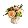 thumbnail image 2 of Plastics Potted Plants, Artificial Rose Bouquet Silk Roses Potted Flowers with Small Ceramic Vase Fake Flower Decoration for Tables Home Party Office Kitchen Dining Room Wedding, 2 of 6