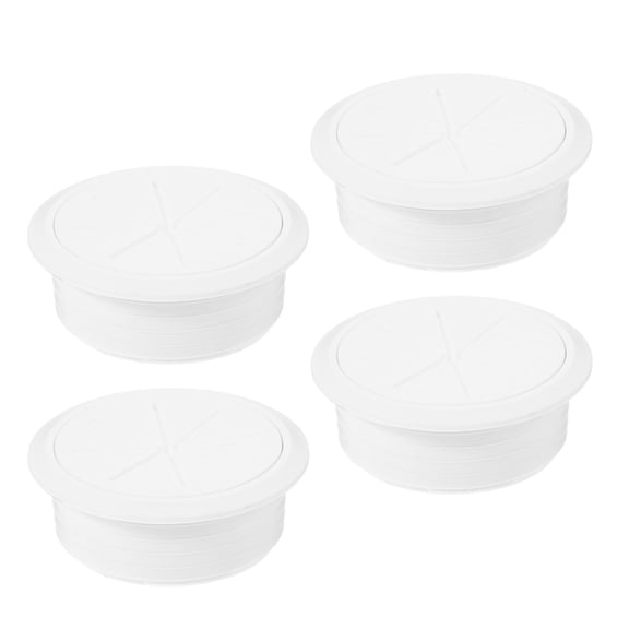 RENACLIPY 4-Pack White Plastic Cable Grommets for Computer Desk Wire Organizer Round Desk Cord Management