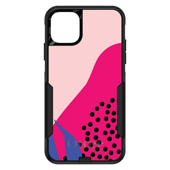 DistinctInk OtterBox Commuter Custom Case for Apple iPhone 15 (6.1" Screen) - Summer Vibes Bold Flower Pink Blue Yellow - Tempered Glass Back