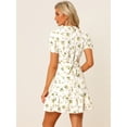 thumbnail image 4 of Vestido Por Encima De La Rodilla De Verano Con Gradas Y Elegante Floral Para Mujer Blanco L, 4 of 5