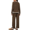 thumbnail image 3 of ATHLECHIC Women's Lounge Matching Sets 2 Piece Outfits Casual Long Sleeve Sweater Top Wide Leg Pants L Coffee, 3 of 4