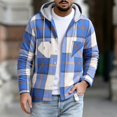 thumbnail image 2 of Axiiglly Flannel Shirt for Men, Plaid Long Sleeve Button Down Drawstring Hooded Sweatshirts with Pockets, Casual Loose Fitted Travel Work Hooded Jackets, 2 of 6