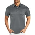 thumbnail image 2 of Mens Shirts Plus Size under $5 Short Sleeve Turndown Collar Breathable Pocket Button Solid Color Sports Fit Breathable Blouses Gray XXL, 2 of 5