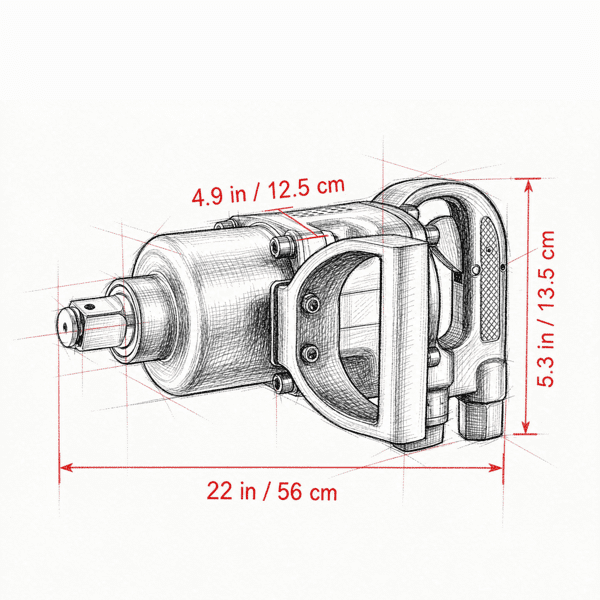 1 Inch Pneumatic Impact Wrench, 2730 ft-lbs Reverse Torque, Lightweight Air Impact Gun with 2 Handles, Heavy-Duty Tool for Repairs & Maintenance