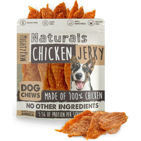 Mighty Paw Chicken Jerky Dog Treats, Natural Dog Chews for Large Dogs, 14 Oz, Protein-Rich