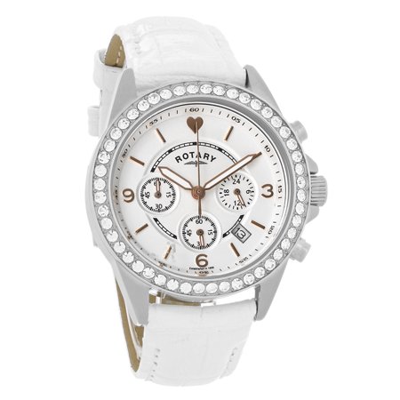 Watch Crystal Box - Rotary Ladies Chronograph Crystal White Dial Quartz Watch LS00147-41 (Unworn) No Box or Papers