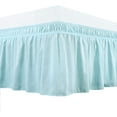 thumbnail image 2 of 600-TC Pima Cotton Universal Wrap Around Bed Skirt Emperor (84" x 84") Size, Easy Fit 1-PC Bed Skirt Luxury Fabric 3 Sided Coverage 24" Drop Length, Light Blue, 2 of 5