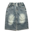 thumbnail image 3 of XINXIAOO Kids Girls Denim Skirt Summer Elastic Waist Denim Mini Skirt Girls Skirts Size 7-8 Years, 3 of 9