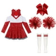 thumbnail image 5 of iiniim Kids Girls Cheerleading Cheer Leader Dance Dress with Pom Poms Headwear Socks Party B Red 10, 5 of 7