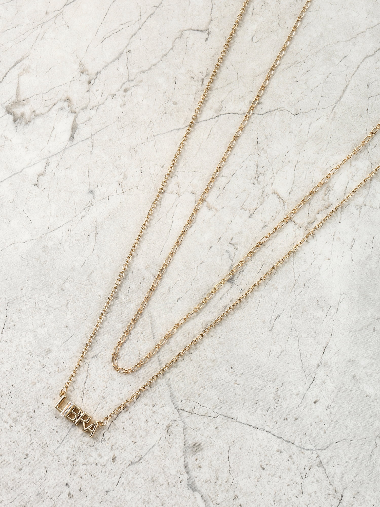 Time and Tru Goldtone Zodiac Necklace Set, 2 Pieces, Libra
