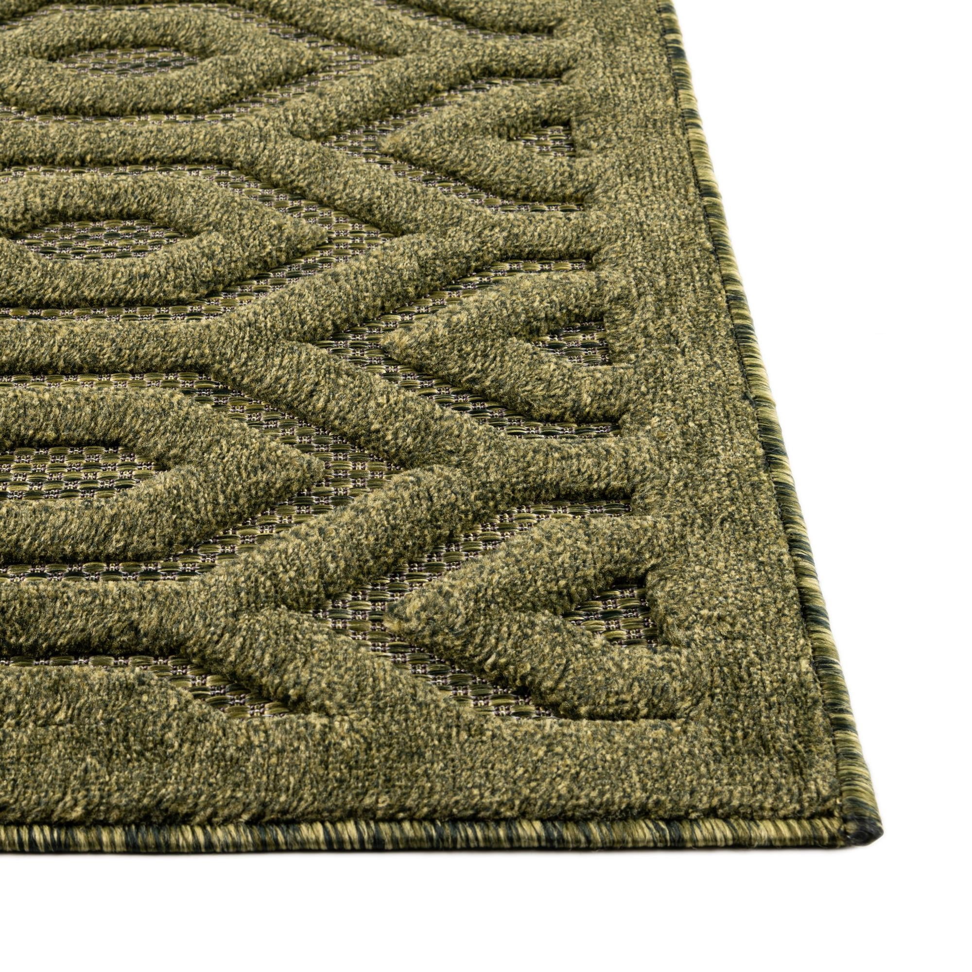 Unique Loom Outdoor Trellis Textured Collection Area Rug - Spatial (2' x 3' Rectangle Green)
