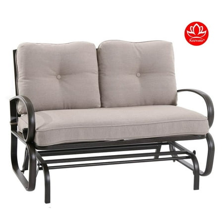 Kozyard Cozy Two Rocking Love Seats Glider Swing Bench Rocker For Kozyard Cozy Two Rocking Love Seats Glider Swing Bench Rocker For Patio Yard With Soft Cushion And Sy Frame Beige