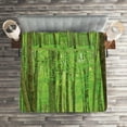 thumbnail image 2 of Ambesonne Spring Quilted Coverlet 3 Pcs, Forest in a Sunny Day, King Size, Green Brown, 2 of 2