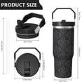 thumbnail image 4 of 30 Oz Tumbler Black and Grey Patterns Tumbler with Lid and Straw, Birthday Gift Cup for Friend Women Men Coffee Travel Mug Thanksgiving Day Halloween Christmas Gift Water Bottle, 4 of 7
