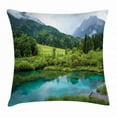 thumbnail image 1 of Landscape Throw Pillow Cushion Cover, Photo of Zelenci Pond near Kranjska Gora in Slovenia Idyllic View Scenic Scenery, Decorative Square Accent Pillow Case, 16 X 16 Inches, Green Aqua, by Ambesonne, 1 of 2