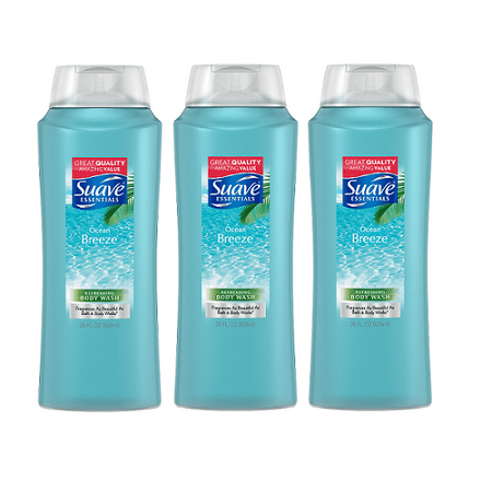 (3 pack) (3 Pack) Suave Essentials Ocean Breeze Body Wash, 28 fl oz.