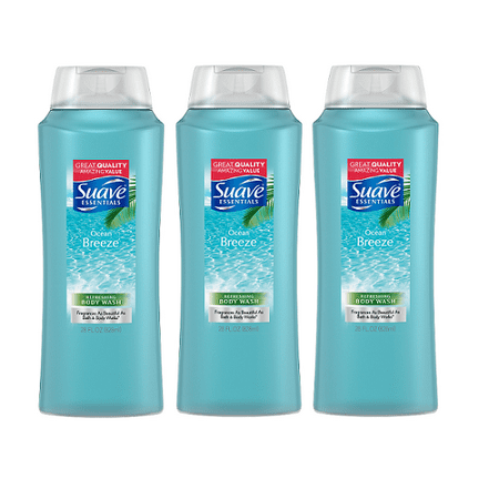 (3 Pack) Suave Essentials Ocean Breeze Body Wash, 28 fl