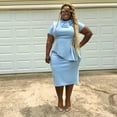thumbnail image 3 of HAHDAXIA Femmes Mode Peplum Bodycon Manches Courtes Arc Club Volants Crayon Partie Robe, 3 of 5