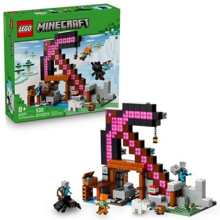 LEGO Minecraft the Pickaxe Mine Kids Toy - Building Set for Boys and Girls - Minecraft Toy for Gaming Fans 8  - Includes Alex, Miner, and Stray Spider Jockey Minifigure - Birthday Gift Idea - 21277