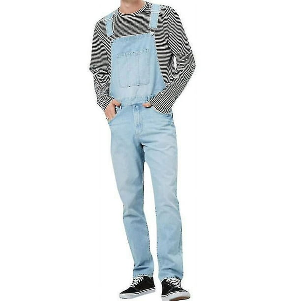 Pantalones de mezclilla holgados para hombre, pantalones con tirantes y pechera, pantalones vaqueros, monos, monos