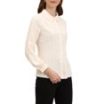 thumbnail image 4 of CURVOSPORT Women's Button Down Shirt Peter Pan Collar Long Sleeve Princess Line Blouse XS Beige, 4 of 8