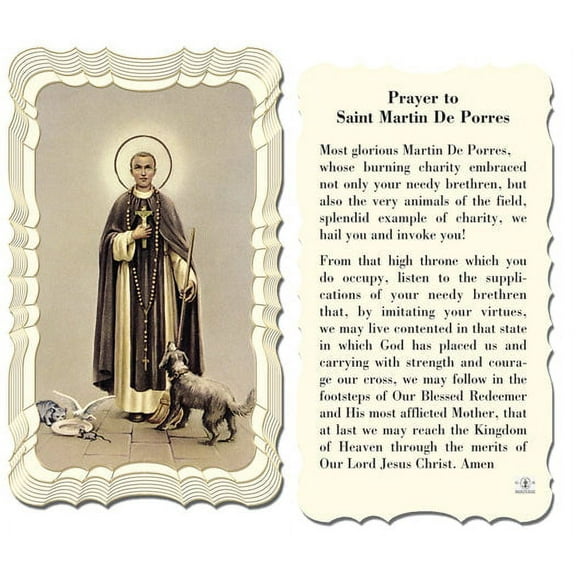 Saint Martin de Porres Catholic Prayer Holy Card with Prayer on Back, Pack of 50