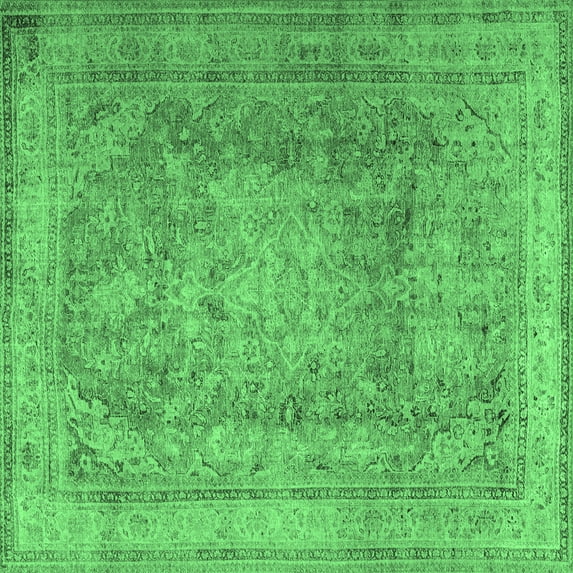 Ahgly Company Indoor Square Persian Emerald Green Traditional Area Rugs, 6' Square