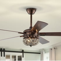 Laylani 52 in. 2-Light Indoor Antique Copper Finish Ceiling Fan with Light Kit and Remote