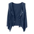 thumbnail image 5 of Xuanfei Women Retro Snap Button Fringed Sleeveless High-Low Hem Western Vest, 5 of 6