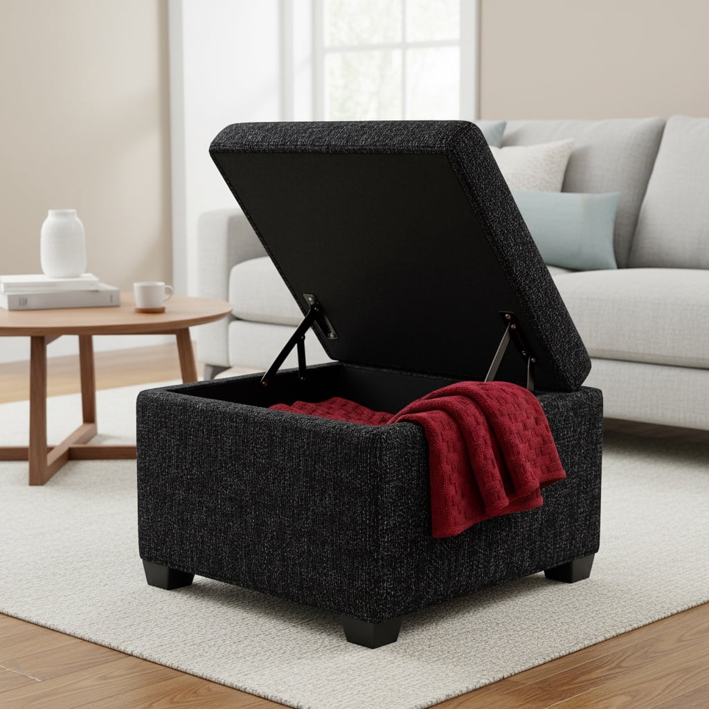 Sanford Living Jackson Square Storage Ottoman, Matisse, Black