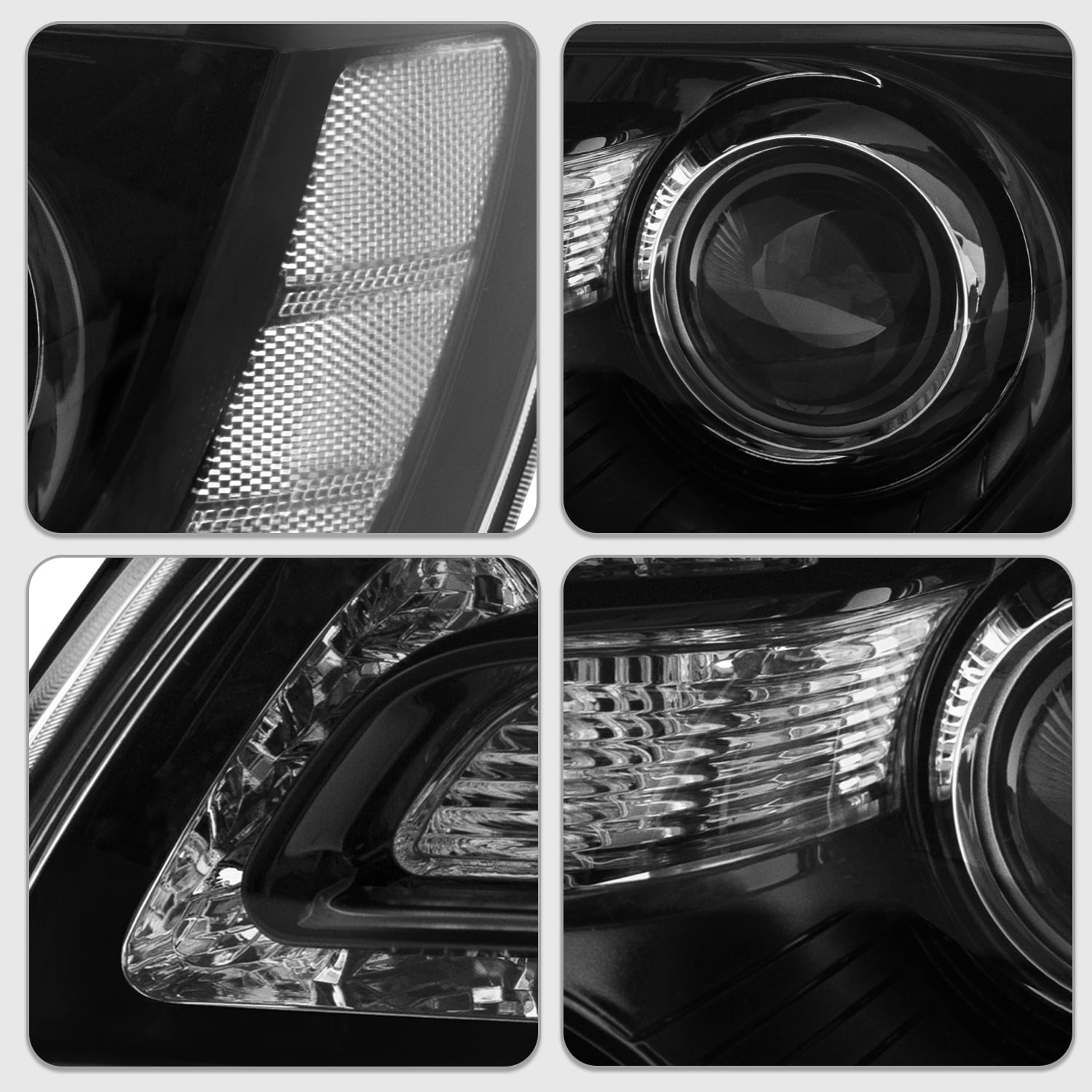 For 2011-2023 Chrysler 300 Headlights LED DRL Projector Black Clear Lens Headlamp LH+RH