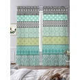 thumbnail image 3 of Teal Black Boho Sheer Curtains 84 Inch Length 2 Panels Set, Vintage Ethnic Tribe Abstract Art Voile Window Treatment Rod Pocket Curtains Sheers Drapes for Bedroom/Living Room/Kitchen 52"x84"x2, 3 of 7