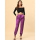 thumbnail image 3 of Pantalones deportivos de cintura elástica Allegra K con cordón para mujer satén hasta el tobillo Magenta L, 3 of 5