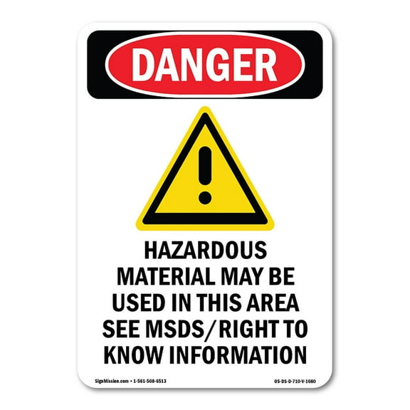 OSHA Danger Sign -  Hazardous Material | Plastic Sign | Protect Your Business, Construction Site, Warehouse & Shop Area |  Made in The USA