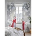 thumbnail image 3 of Christmas Sheer Curtains 84 Inch Long 2 Panels, Cute Red Snowman Pine Branches Winter Snowfall Light Filtering Rod Pocket Semi Sheer Curtains, Sheer Voile Drapes for Living Room Bedroom, 52"x84", 3 of 5