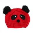 thumbnail image 2 of Toddler Baby Girls Boys Winter Warm Cotton Cartoon Panda Knitted Hats Kids Children Pompom Beanie Cap Red, 2 of 3