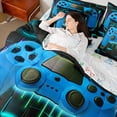 thumbnail image 4 of Castle Fairy Teens Boys Girls Video Game Bedding Comforter Set 7 Pieces,Futuristic Cubes Full Bedding Set Lightweight,Abstract Gamepads Fitted Sheet Flat Sheet,Luxury Bedroom Decor,Reversible, 4 of 8