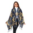 thumbnail image 3 of FORMRS Womens Scarf Winter Soft Long Big Warm Shawls Wrap Tassel Scarves, Blue Peacock Feathers Pattern, 3 of 9