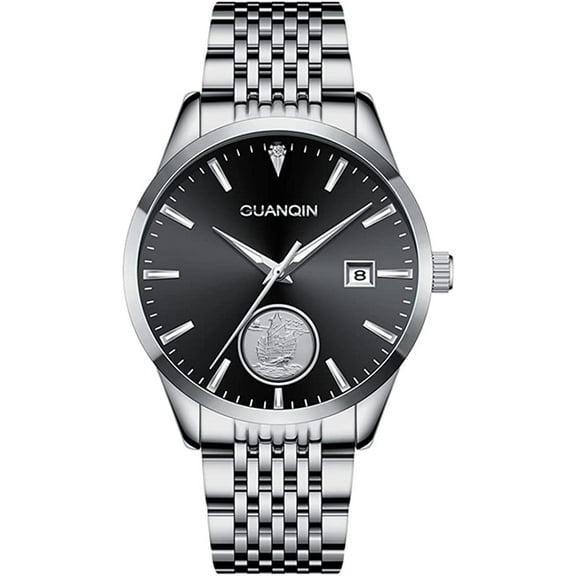 GUANQIN Men Automatic Mechanical Stainless Steel Business Wrist Personalized Sailboat Dial Watch Sapphire Crystal Waterproof Self-Winding Clock Calendar Luminous